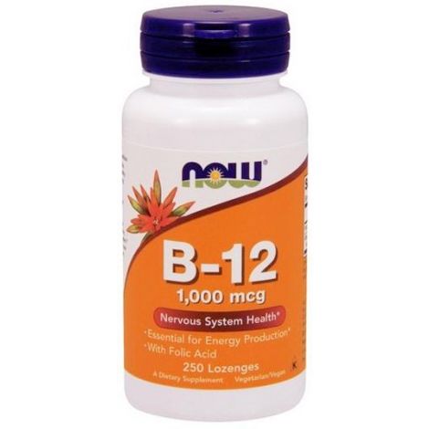 Vitamin B-12 with Folic Acid, 1000mcg - 250 lozenges 