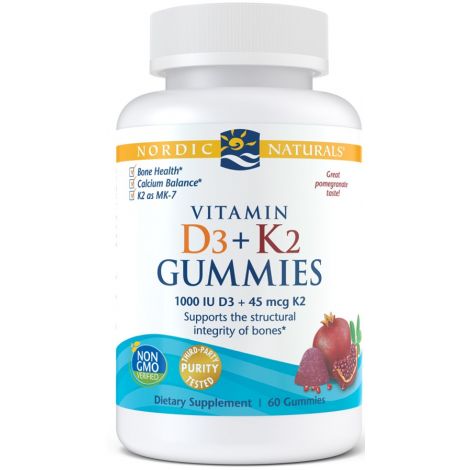 Vitamin D3+K2 Gummies, Pomegranate - 60 gummies