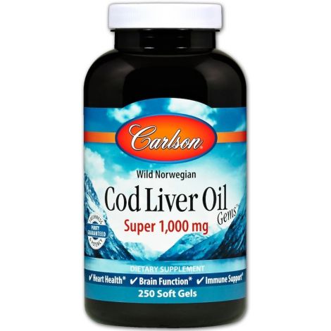 Wild Norwegian Cod Liver Oil Gems, 1000mg - 250 softgels
