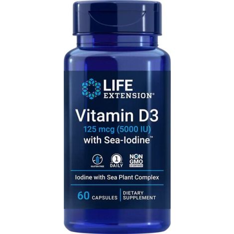 Vitamin D3 with Sea-Iodine, 5000IU - 60 caps