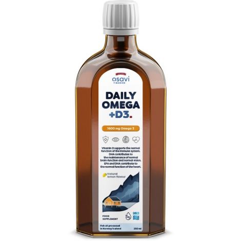 Daily Omega + D3, 1600mg Omega 3 (Natural Lemon) - 250 ml.