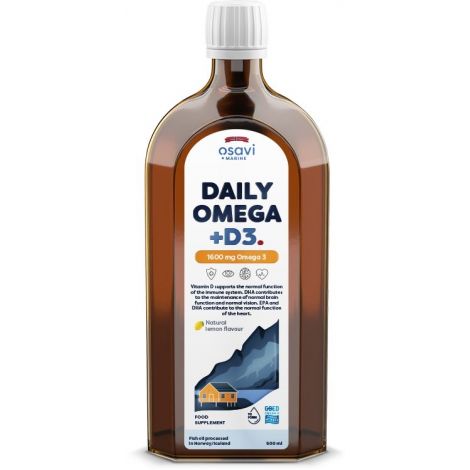Daily Omega + D3, 1600mg Omega 3 (Natural Lemon) - 500 ml.