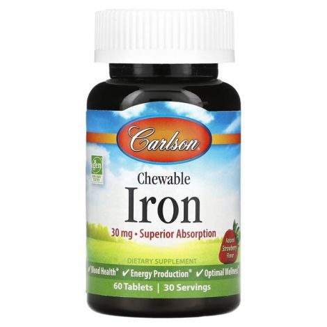 Chewable Iron, 30mg Strawberry - 60 tablets