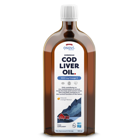 Norwegian Cod Liver Oil, 1000mg Omega 3 (Orange) - 500 ml.