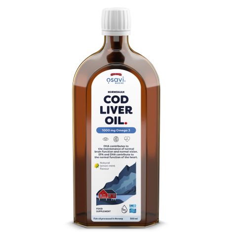 Norwegian Cod Liver Oil, 1000mg Omega 3 (Lemon-Mint) - 500 ml.