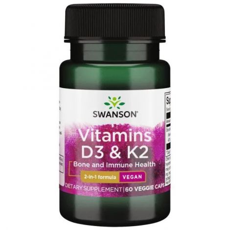 Vitamins D3 & K2, 50mcg & 75mcg - 60 vcaps