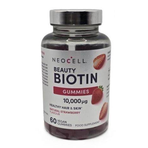 Beauty Biotin, 10000mcg, Natural Strawberry - 60 gummies