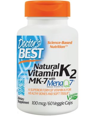 Natural Vitamin K2 MK7 with MenaQ7, 100mcg - 60 vcaps