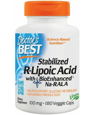 Stabilized R-Lipoic Acid with BioEnhanced Na-RALA, 100mg - 180 vcaps
