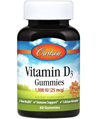 Vitamin D3 Gummies, 1000 IU Natural Fruit - 60 gummies