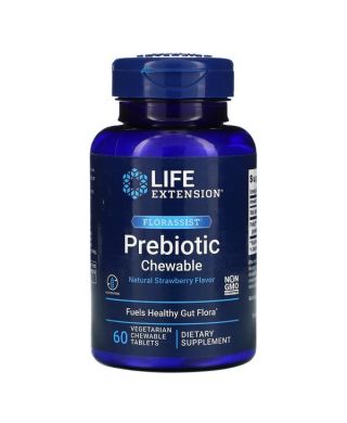 Florassist Prebiotic Chewable, Natural Strawberry - 60 vegetarian chewable tabs