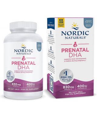 Prenatal DHA, 830mg Omega-3 + 400 IU D3 Unflavored - 180 softgels